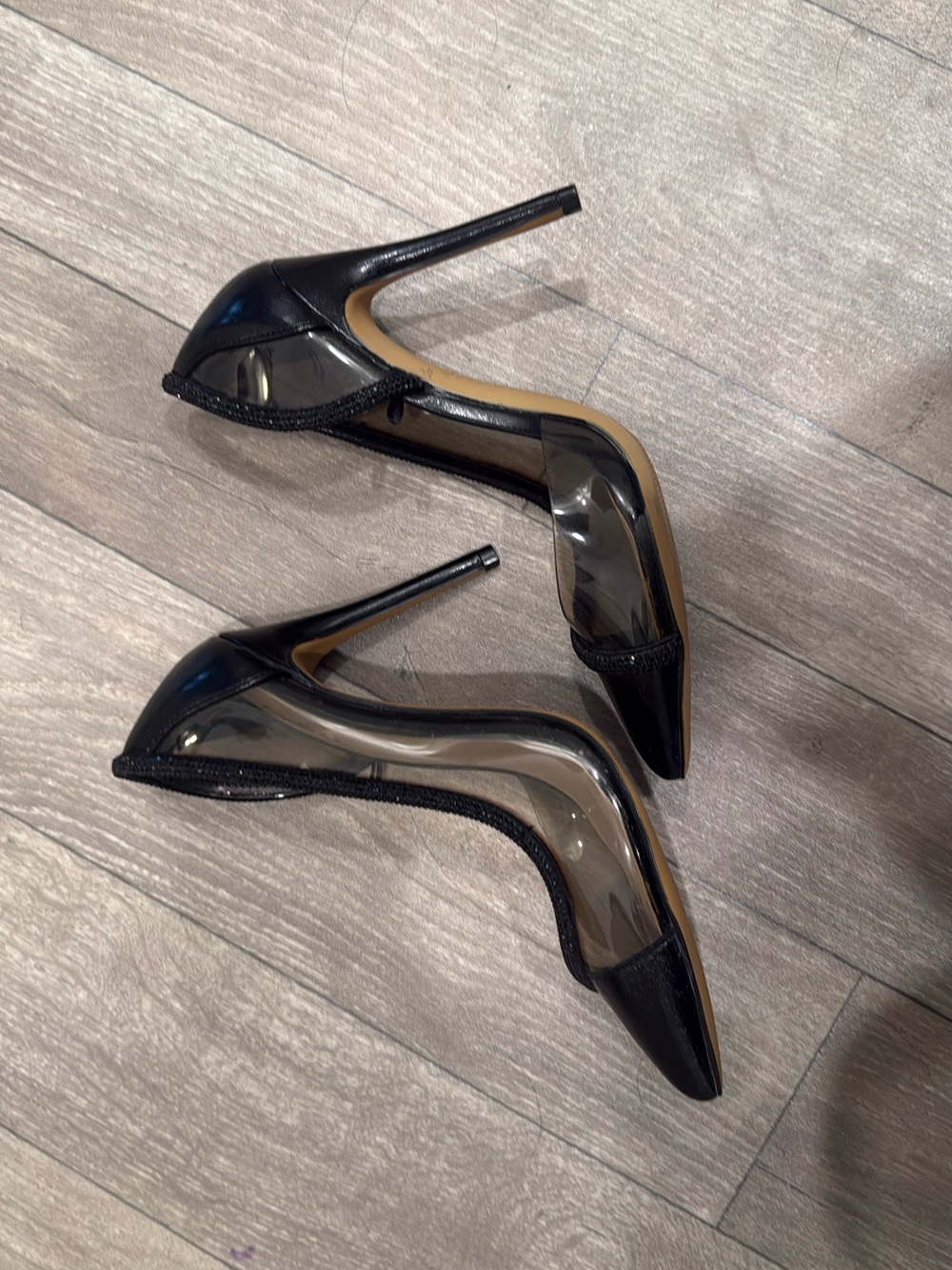 Aldo Black Pointed Toe Clear Panel Stiletto Heels